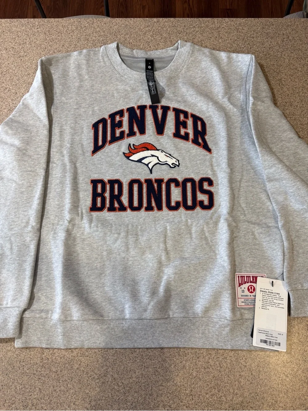 lululemon athletica Gray Denver Broncos Crewneck Sweatshirt